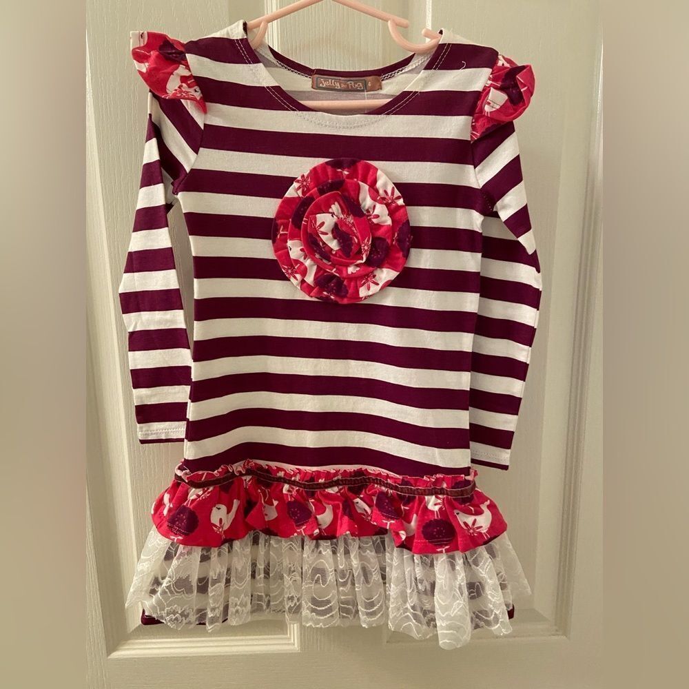Jelly the Pug Elsa Folk Art Knit Dress Folk Art Collection Size 4 NWT